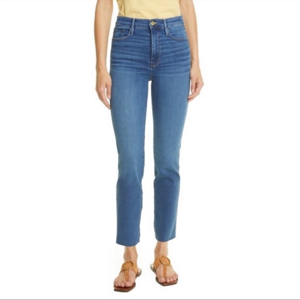 Frame Le Sylvie Slender Straight Raw Hem Jeans 28